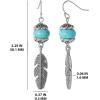 imageJessica Simpson Womens Turquoise Earrings  Oxidized GoldTone or SilverTone Turquoise Dangle Earrings for WomenSilver Bead Feather Drop