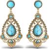 imageJessica Simpson Womens Turquoise Earrings  Oxidized GoldTone or SilverTone Turquoise Dangle Earrings for WomenTurquoise Filigree