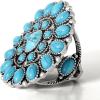 imageJessica Simpson Womens Turquoise Stone Ring Size 8  Oxidized SilverTone Statement Ring with Turquoise Stones