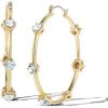 imageJessica Simpson Womens Drop and Hoop Earrings  GoldTone Earrings with Crystal EmbellishmentsGold Rund Hoops