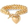 imageJessica Simpson Womens Heart Charm Bracelet  75quot GoldTone Charm Bracelet JewelryPuffy Heart