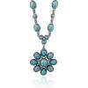 imageJessica Simpson Womens Large Turquoise Stone Flower Necklace 16quot  Silver or GoldTone Turquoise Statement NecklaceSilver Flower