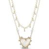 imageJessica Simpson Womens Layered Heart Necklace 18quot  2quot  GoldTone Double Strand Necklace with Heart Pendant