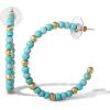 imageJessica Simpson Womens Turquoise Bead Hoop Earrings  GoldTone or SilverTone Turquoise Hoop EarringsGold