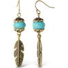 Gold Bead Feather Drop
