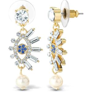 imageJessica Simpson Womens Evil Eye Dangle Earrings  GoldTone Evil Eye Earrings with Pearl and Rhinestones