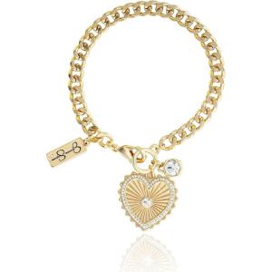 imageJessica Simpson Womens Heart Charm Bracelet  75quot GoldTone Charm Bracelet JewelryHeart