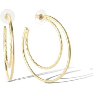 imageJessica Simpson Womens Hoop Earrings  SilverTone or GoldTone Hoop Earrings for WomenGold Double Hoops
