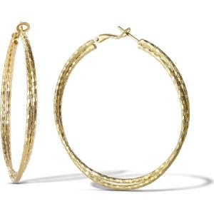 imageJessica Simpson Womens Hoop Earrings  SilverTone or GoldTone Hoop Earrings for WomenGold Faceted Double Hoops