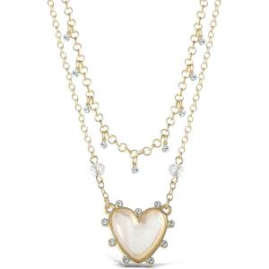 imageJessica Simpson Womens Layered Heart Necklace 18quot  2quot  GoldTone Double Strand Necklace with Heart Pendant