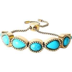 imageJessica Simpson Womens Turquoise Bracelet  Oxidized Silver or GoldTone Bracelet with Turquoise StonesGold