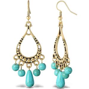 imageJessica Simpson Womens Turquoise Earrings  Oxidized GoldTone or SilverTone Turquoise Dangle Earrings for WomenTurquoise Chandelier