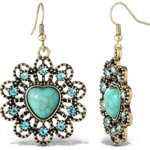 imageJessica Simpson Womens Turquoise Earrings  Oxidized GoldTone or SilverTone Turquoise Dangle Earrings for WomenTurquoise Hearts
