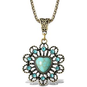 imageJessica Simpson Womens Turquoise Stone Ornate Necklace 16quot 2quot  GoldTone Turquoise Necklace  Statement Necklace