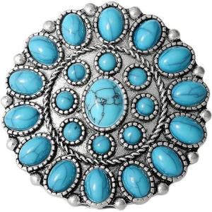 imageJessica Simpson Womens Turquoise Stone Ring Size 8  Oxidized SilverTone Statement Ring with Turquoise Stones