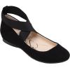 imageJessica Simpson Mandayss Womens PullOn CrissCross Ankle Ballet Flats ShoesBlack Micro Suede