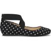 imageJessica Simpson Mandayss Womens PullOn CrissCross Ankle Ballet Flats ShoesBlackWhite Polkadot Print