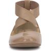 imageJessica Simpson Mandayss Womens PullOn CrissCross Ankle Ballet Flats ShoesChai Latte Crinkle Patent
