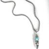imageJessica Simpson Womens Feather Necklace with Turquoise Stone  Silver or GoldTone Turquoise Necklace Long 23quotSilver Feather