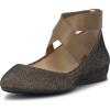 imageJessica Simpson Mandayss Womens PullOn CrissCross Ankle Ballet Flats ShoesBronzeBlack