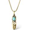 imageJessica Simpson Womens Feather Necklace with Turquoise Stone  Silver or GoldTone Turquoise Necklace Long 23quotGold Feather