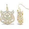 imageJessica Simpson Womens Tiger Drop Earrings  GoldTiger Earrings with Clear Crystals