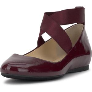 imageJessica Simpson Mandayss Womens PullOn CrissCross Ankle Ballet Flats ShoesDark Cherry
