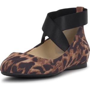 imageJessica Simpson Mandayss Womens PullOn CrissCross Ankle Ballet Flats ShoesNatural Dolly Leopard