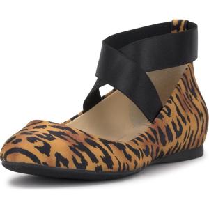 imageJessica Simpson Mandayss Womens PullOn CrissCross Ankle Ballet Flats ShoesNatural Tiger Print