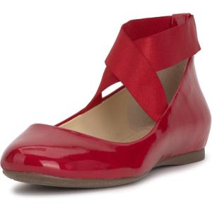imageJessica Simpson Mandayss Womens PullOn CrissCross Ankle Ballet Flats ShoesRed Muse