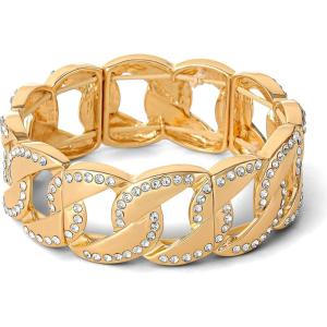 imageJessica Simpson Stretch Bracelet for Women  GoldTone Statement Bracelet with Rhinestone EmbellishmentsGold Links