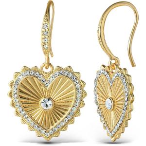 imageJessica Simpson Womens Heart Drop Earrings  GoldTone Heart Earrings with Rhinestones