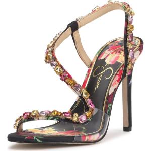 imageJessica Simpson Womens Jaycin Embellished Heeled SandalBlack Combo Blossom Burst Print