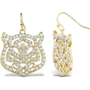 imageJessica Simpson Womens Tiger Drop Earrings  GoldTiger Earrings with Clear Crystals