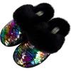 imageJessica Simpson Girls Comfy Slippers  Cute Faux Fur Slipon Shoes Memory Foam House SlipperRainbow