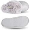 imageJessica Simpson Girls Comfy Slippers  Cute Faux Fur Slipon Shoes Memory Foam House SlipperSilver