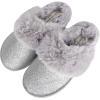 imageJessica Simpson Girls Comfy Slippers  Cute Faux Fur Slipon Shoes Memory Foam House SlipperSilver