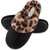 imageJessica Simpson Womens Comfy Faux Fur House Slipper Scuff Memory Foam Slip on AntiSkid SoleBlackLeopard