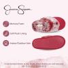imageJessica Simpson Womens Comfy Faux Fur House Slipper Scuff Memory Foam Slip on AntiSkid SoleBurgundy