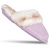 imageJessica Simpson Womens Comfy Faux Fur House Slipper Scuff Memory Foam Slip on AntiSkid SoleLilac
