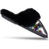 imageJessica Simpson Womens Comfy Faux Fur House Slipper Scuff Memory Foam Slip on AntiSkid SoleMulticolor Sequin