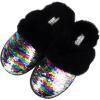 imageJessica Simpson Womens Comfy Faux Fur House Slipper Scuff Memory Foam Slip on AntiSkid SoleMulticolor Sequin