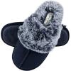 imageJessica Simpson Womens Comfy Faux Fur House Slipper Scuff Memory Foam Slip on AntiSkid SoleNavy