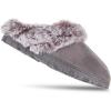 imageJessica Simpson Womens Faux Fur Clog  Comfy Furry Soft Indoor House Slippers with Memory FoamGrey