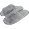 imageJessica Simpson Womens Plush Faux Fur Fuzzy Slide on Open Toe Slipper with Memory FoamGrey