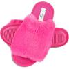 imageJessica Simpson Womens Plush Faux Fur Fuzzy Slide on Open Toe Slipper with Memory FoamNeon Pink