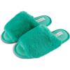 imageJessica Simpson Womens Plush Faux Fur Fuzzy Slide on Open Toe Slipper with Memory FoamSea Green