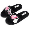 imageJessica Simpson Womens Slideon Open Toe Memory Foam Slippers with Removable Velcro PatchesBlack