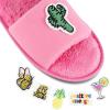 imageJessica Simpson Womens Slideon Open Toe Memory Foam Slippers with Removable Velcro PatchesNeon Pink