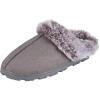 imageJessica Simpson Womens Faux Fur Clog  Comfy Furry Soft Indoor House Slippers with Memory FoamGrey